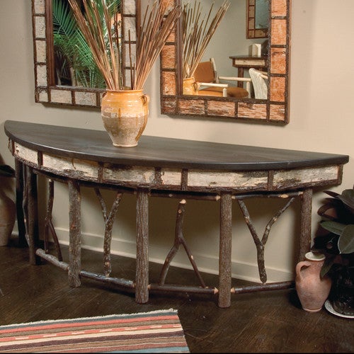 Black Forest Large Hickory and Birch Bark Console Table
