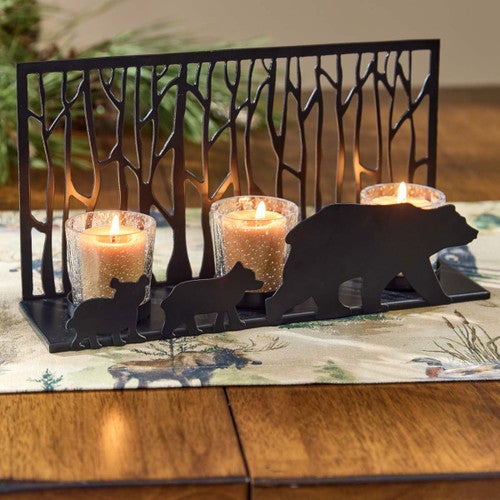 Birch Woodland Bears Candle Holder