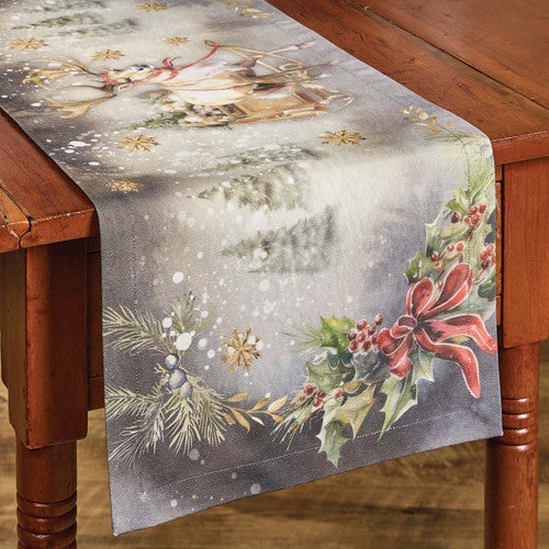 Snowy Sleigh Table Runner - 36 Inch