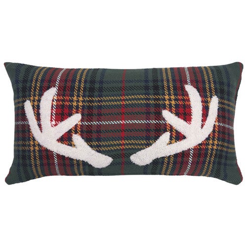 Multi Plaid Antlers Pillow