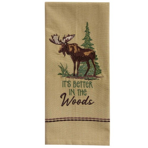 Moose Woods Embroidered Dishtowels - Set of 4