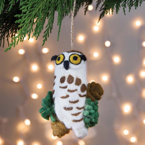 Barn Owl Felt Ornaments - Set of 4