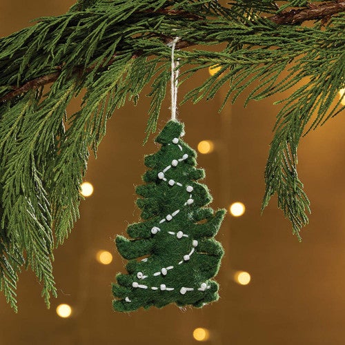 Festive Pine Felt Ornaments - Set of 4