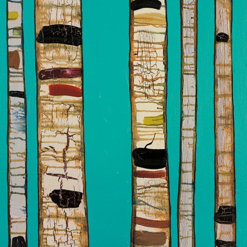 Woodland Birch Sky Blue Canvas Art