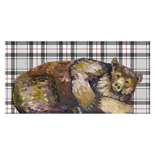 Grizzly Slumber Plaid Canvas Art