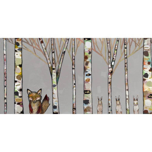 Fox & Bunnies on Gray Canvas Print