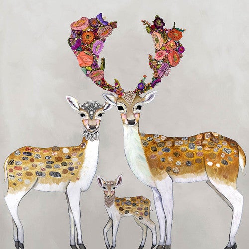 Flowering Fallow Deer Neutral Canvas Print