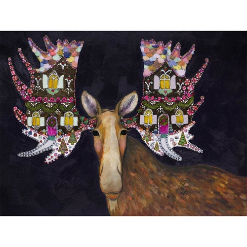 Merry Gingerbread Moose Canvas Print