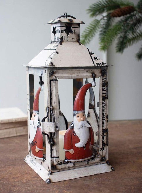 Recycled Metal Santa Lantern
