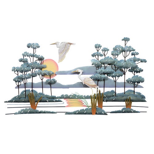 Sunset & Herons Wall Art - OVERSTOCK