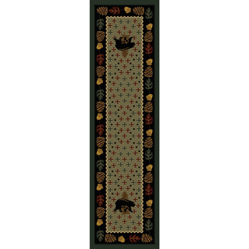 Bear Patchwork Green Rug - 2 x 8
