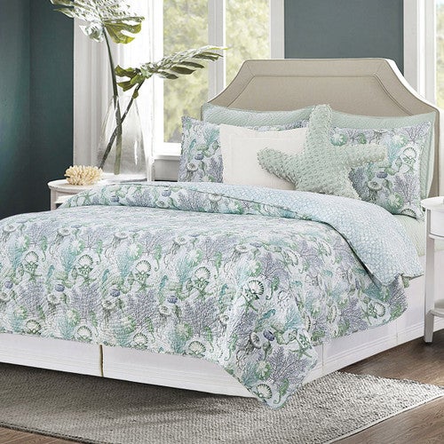 Seascape Coastal Quilt Bed Set - Twin - OVERSTOCK