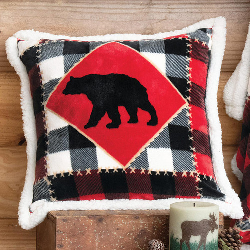 Bear Plaid Plush Pillow