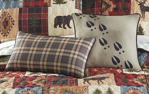 Bear & Moose Patchwork Pillows - Set of 2