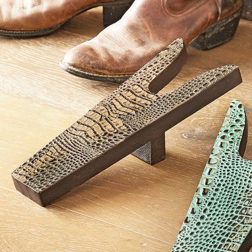 Sand Embossed Gator Print Leather Boot Jack