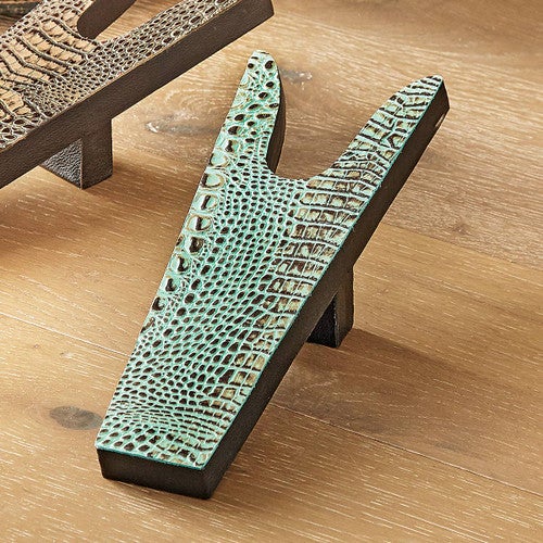 Turquoise Embossed Gator Print Leather Boot Jack