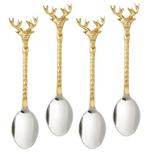 Gilded Antler Charm Spoons - Set of 4