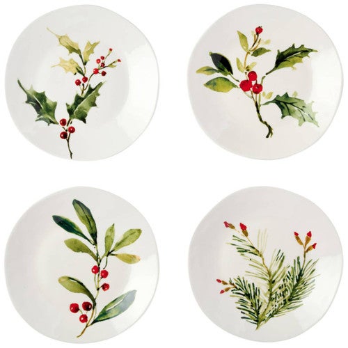 Lodge Holly Dessert Plates-Set of 4