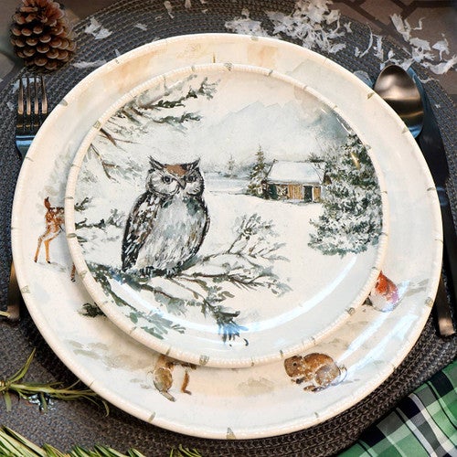 December Woodland Dessert Plates-Set of 4