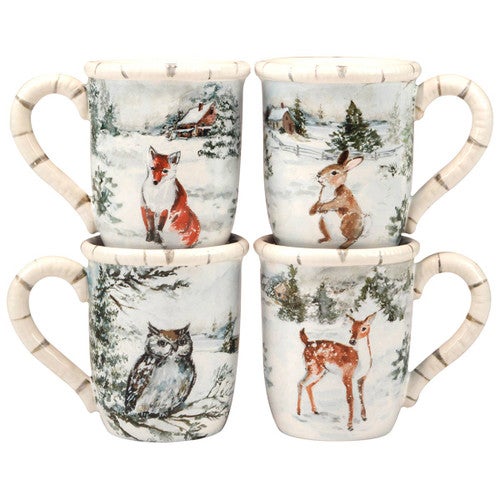 December Woodland Mugs-Set of 4