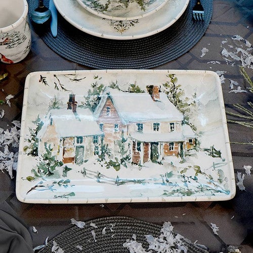 December Woodland 14 Inch Rectangular Platter