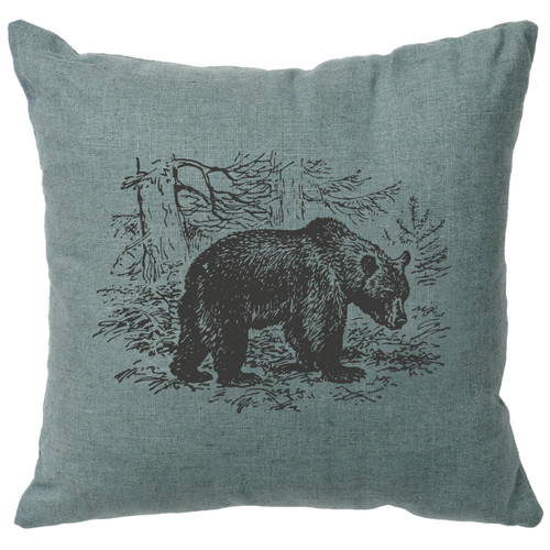 Bear Scene Linen Pillow - Ocean