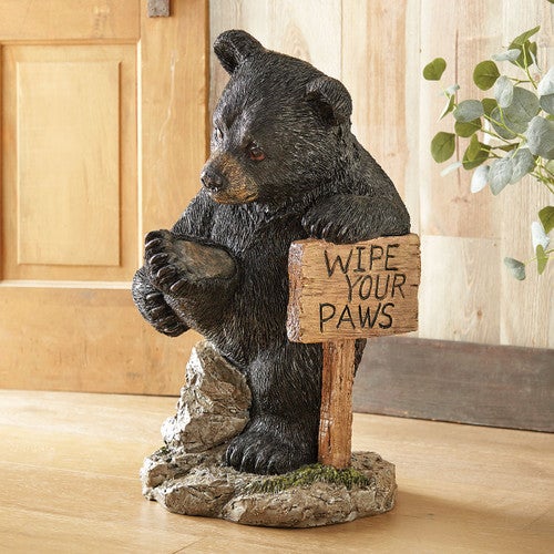 Wipe Your Paws Bear Sculpture