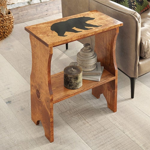 Black Bear Silhouette Side Table