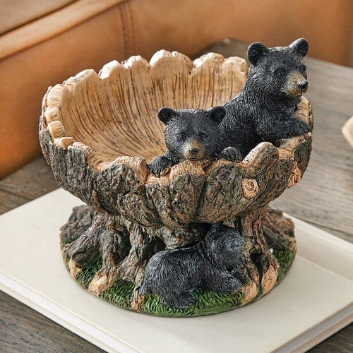 Playful Black Bears Decorative Bowl