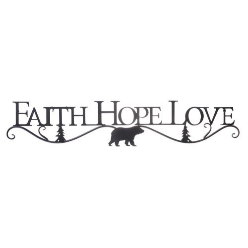 Faith, Hope, Love Metal Bear Wall Hanging
