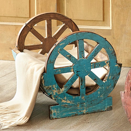 Western Wagon Wheel Turquoise Planter