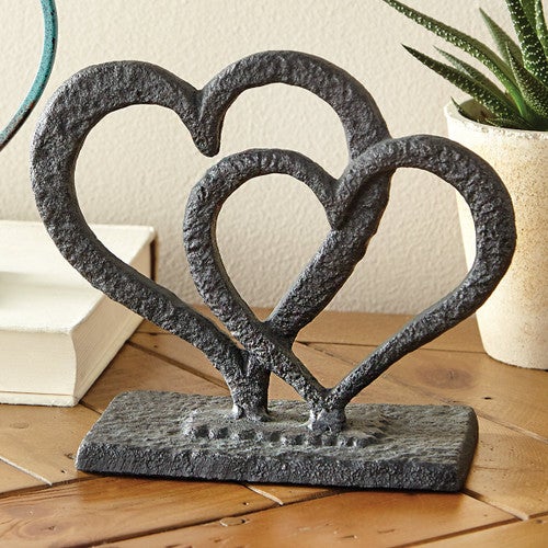 Turquoise Hearts Metal Tabletop Decor