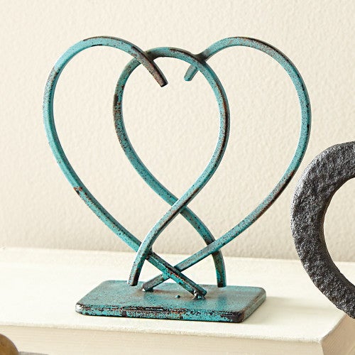 Side by Side Metal Hearts Tabletop Decor