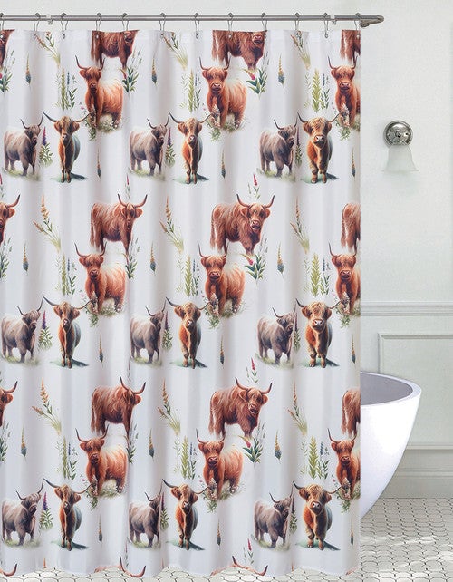 Highland Cow Country Shower Curtain