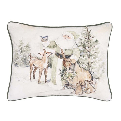 Snowy Santa Forest Throw Pillow