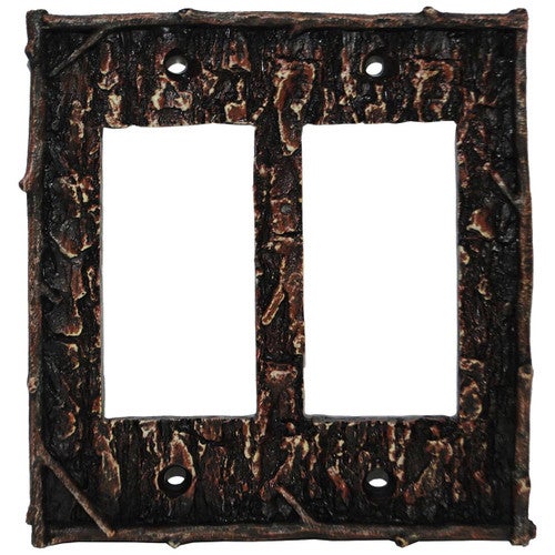 Pine Bark Double Rocker Switch Plate