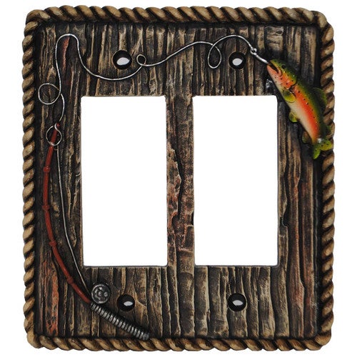 Rustic Angler Double Rocker Switch Plate