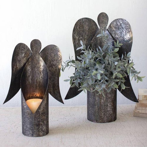 Cut Metal Angel Candle Holders - Set of 2 - OUT OF STOCK