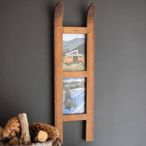 Double Ski Wood Photo Frame