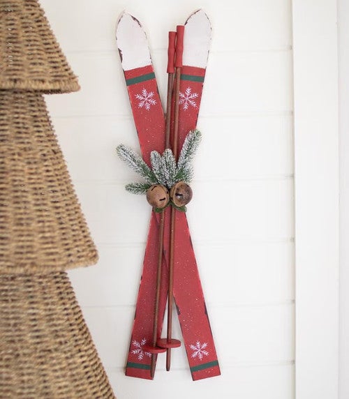 Rustic Skis Wood Wall Hanging