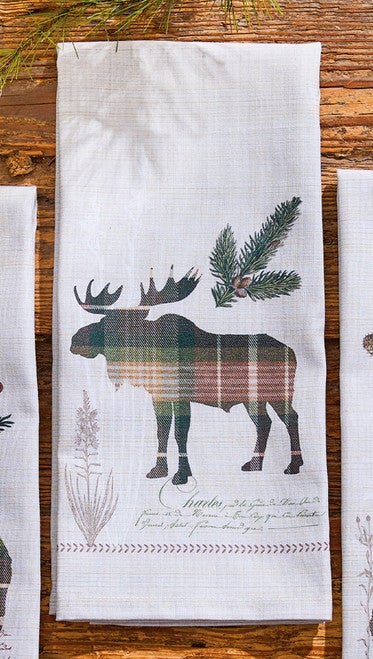 Northwoods Plaid Moose Dishtowel