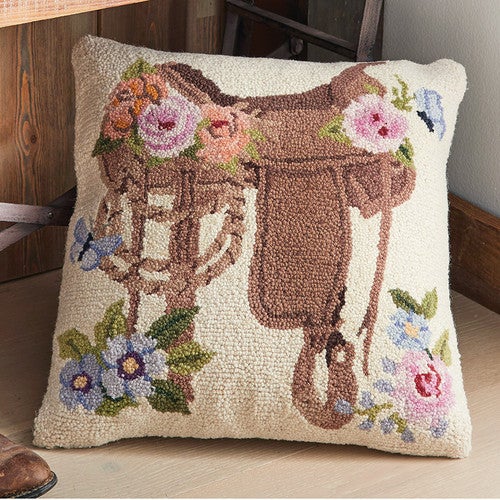 Floral Saddle Hooked Pillow
