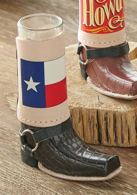 Texas Flag Cowboy Boot Shot Glass