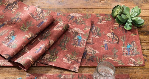 Cowboy Toile Table Runner - 36 Inch