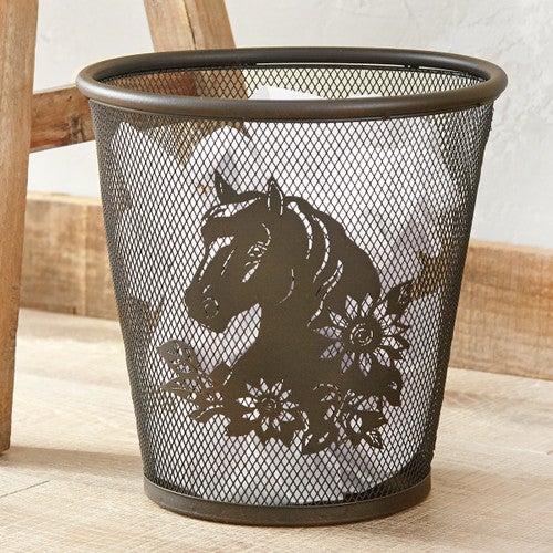 Floral Horse Metal Waste Basket - OUT OF STOCK