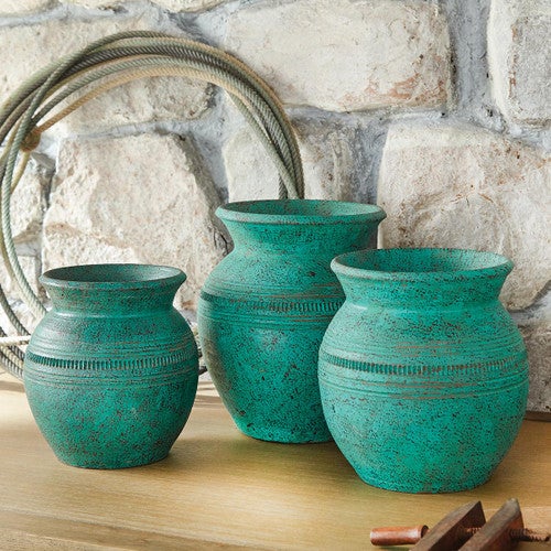 Turquoise Canyon Clay Pots - Set of 3