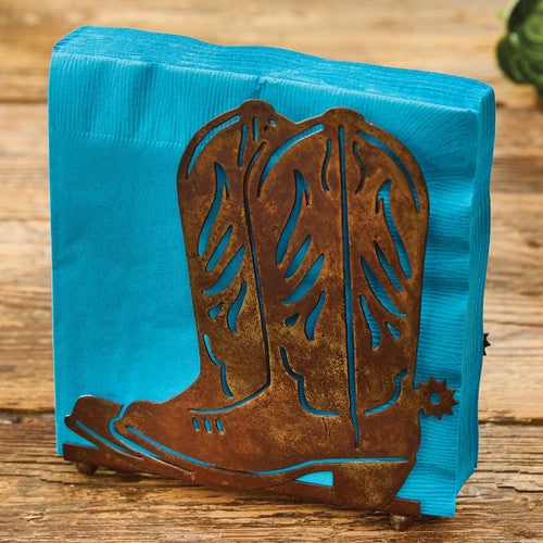 Cowboy Boots Metal Napkin Holder