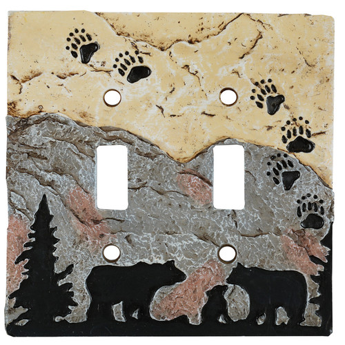 Bear Tracks Stone Double Switch Cover