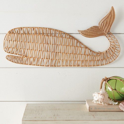 Wrapped Rattan Whale Wall Art - CLEARANCE
