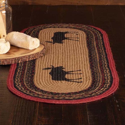Stenciled Moose on the Loose Oval Runner - 1 x 3